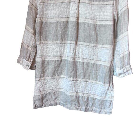 Chicos Linen Blend Gray White 3/4 Sleeve Button Up Shirt Size 0 S - Picture 8 of 12